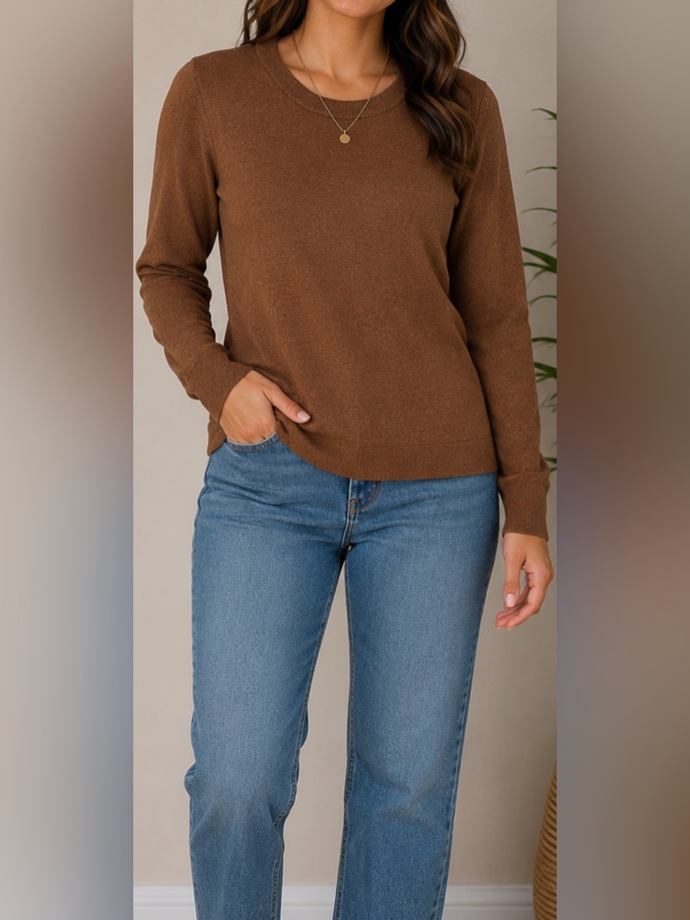 J.Crew Teddy Wool Blend Crewneck Sweater Brown XS Long Sleeve Knit Top